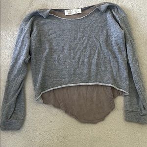 cropped sweatshirt with woven mesh back